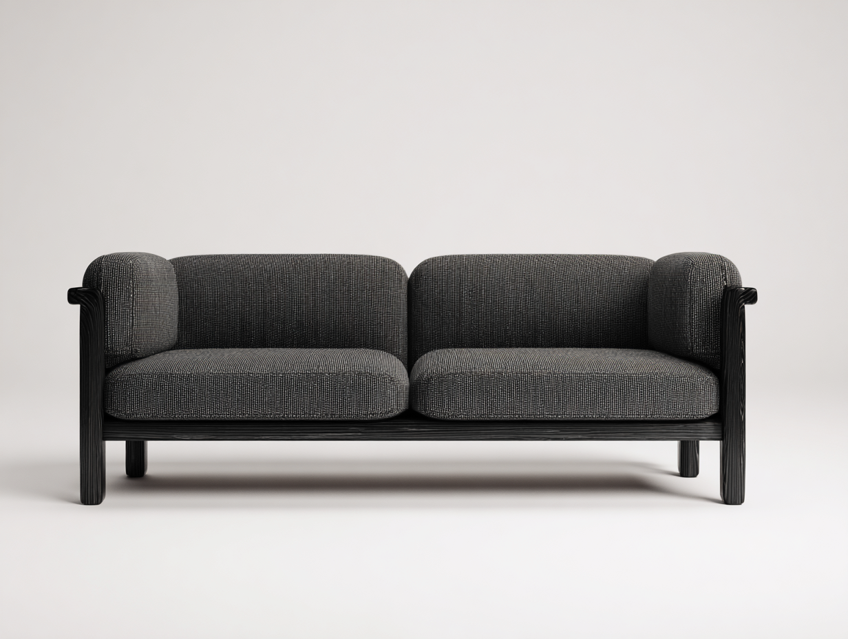 Zweisitzer Sofa aus Stoff und Holz 180x82x76 cm - dunkelgrau-schwarz - modernes Design für Wohnzimmer-Zivoadwell