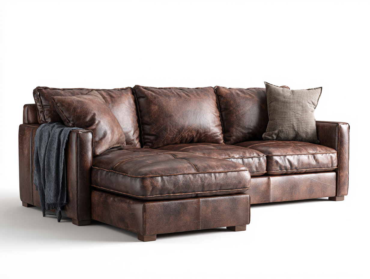 Ecksofa Kunstleder 255x170x88 cm Braun - Vintage Wohn Design-Zivoadwell