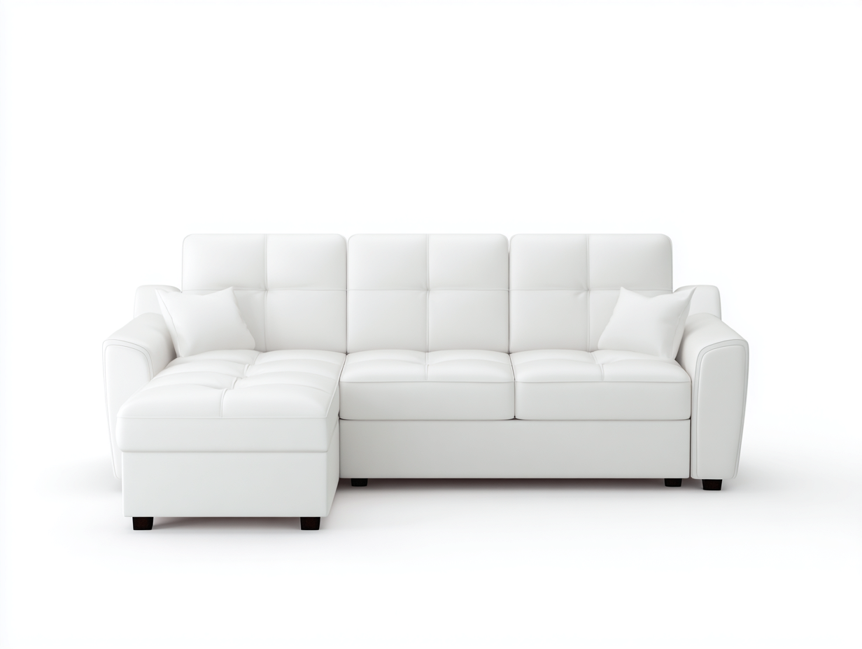 Ecksofa aus Kunstleder 260x160x85 cm - weiß - modernes Wohnraum-Design-Zivoadwell