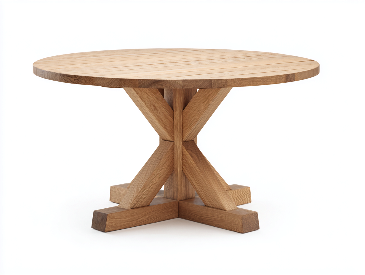 Gartentisch rund aus Holz 120x120x75 cm - hellbraun - moderner Kreuzfuß für Garten und Terrasse-Zivoadwell