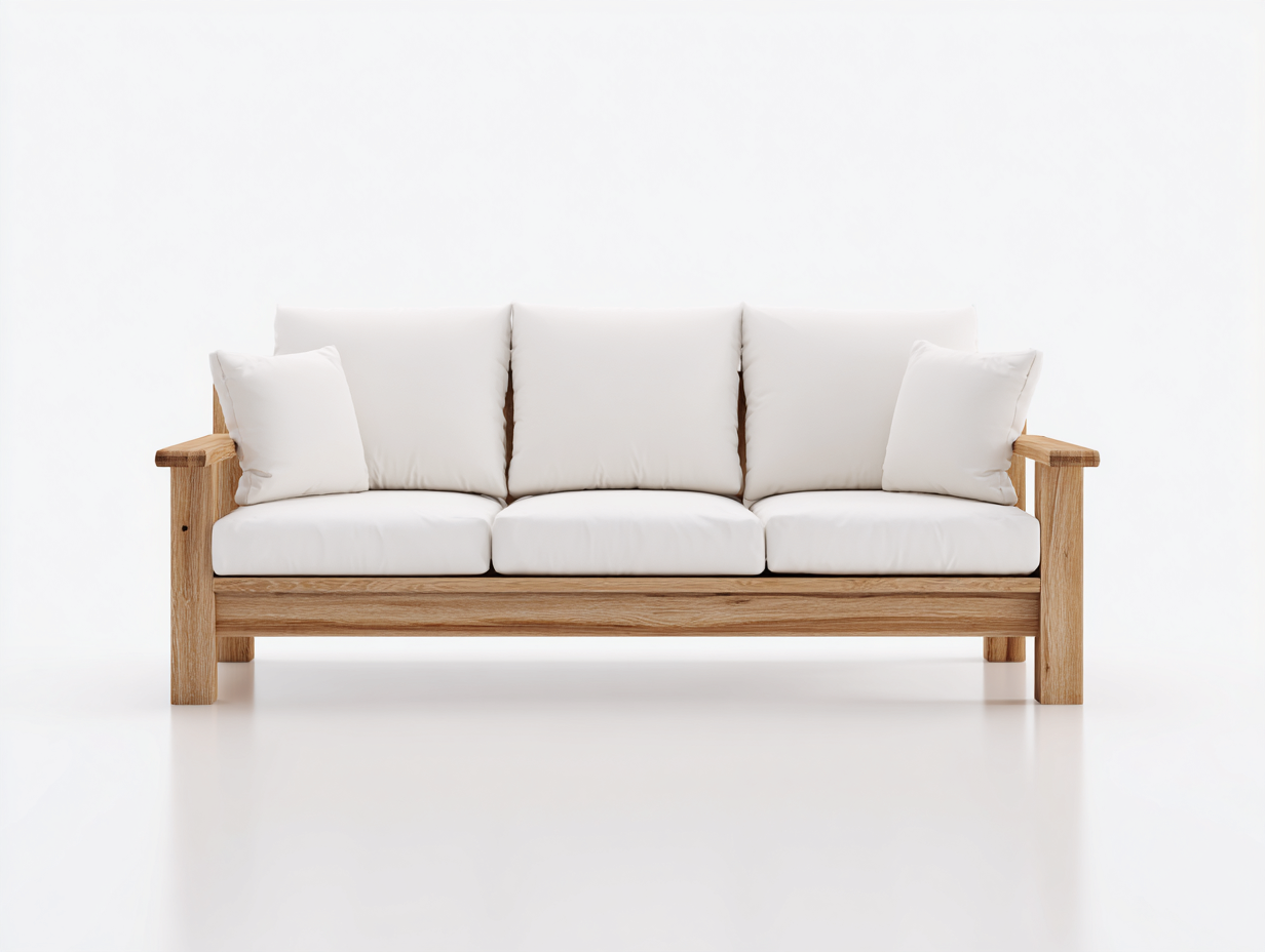 Gartensofa Holz 210x82x78 cm - Natur-Weiß - für Terrasse und Garten-Jalenrastudio