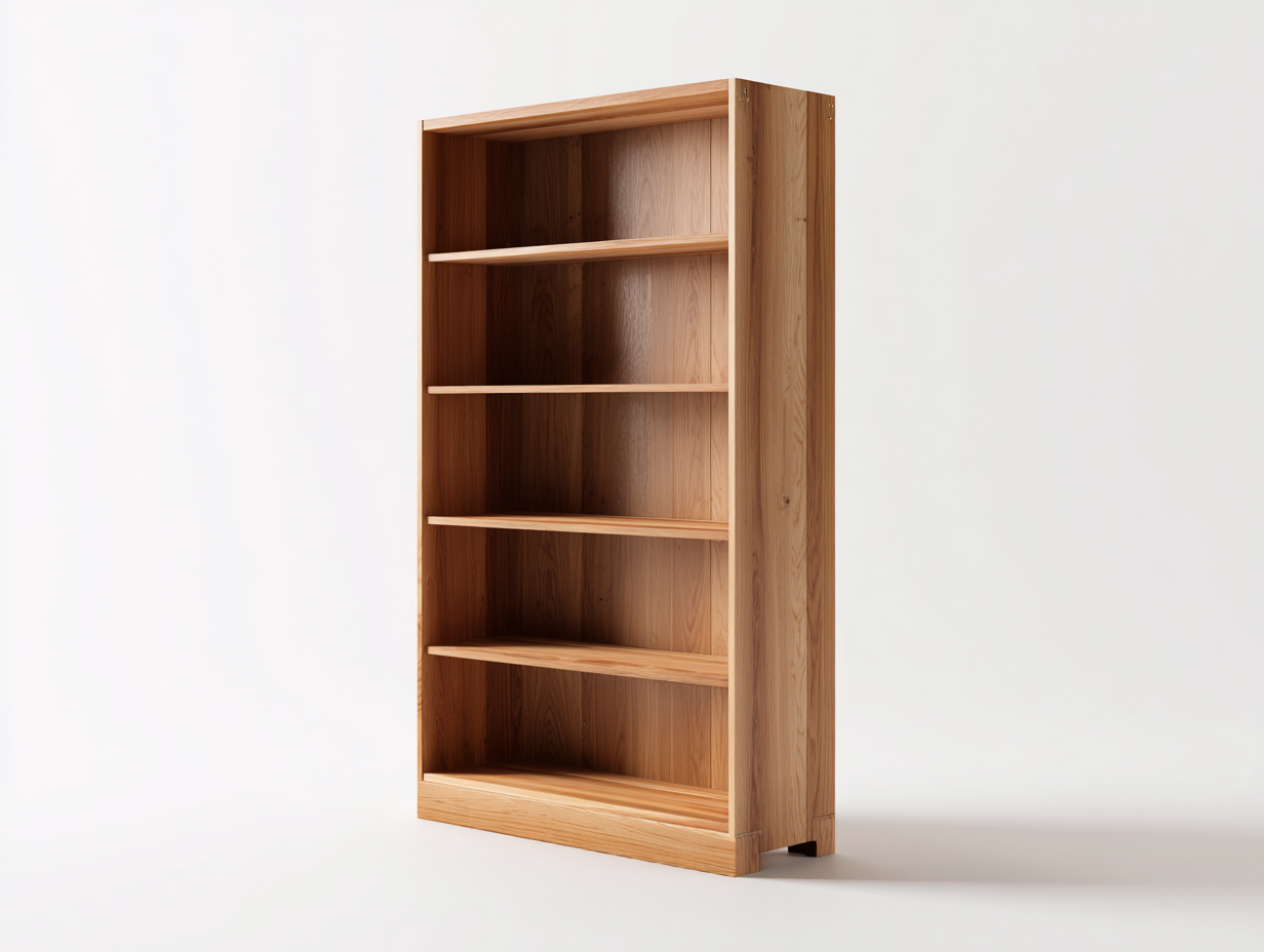 Bücherregal Holz 82x32x180 cm - Naturholz - Schlichtes Design für Wohnzimmer-Jalenrastudio