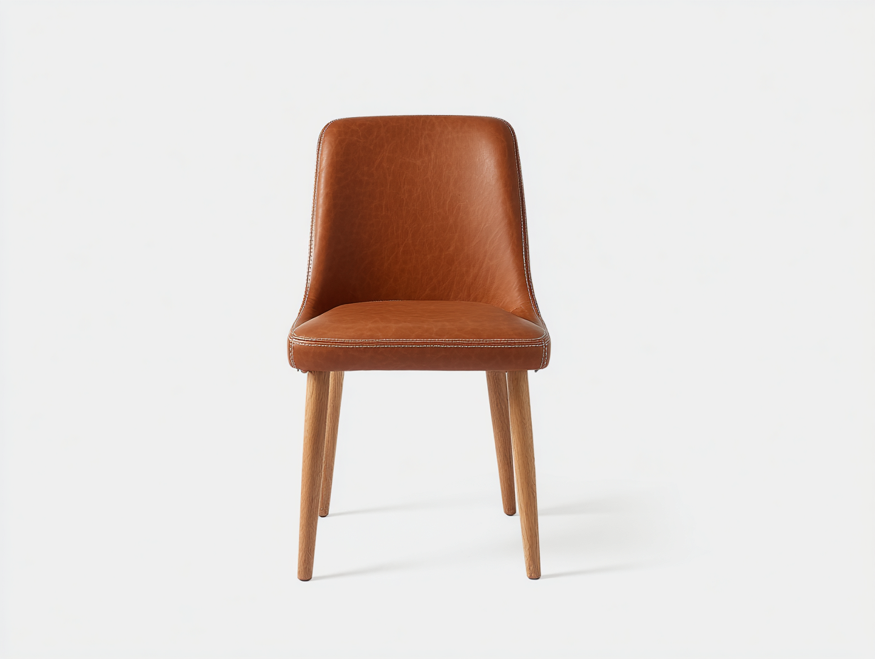 Esszimmerstühle Lederoptik Holzbeine 56x58x82 cm - Braun-Natur - für Esszimmer-Jalenrastudio