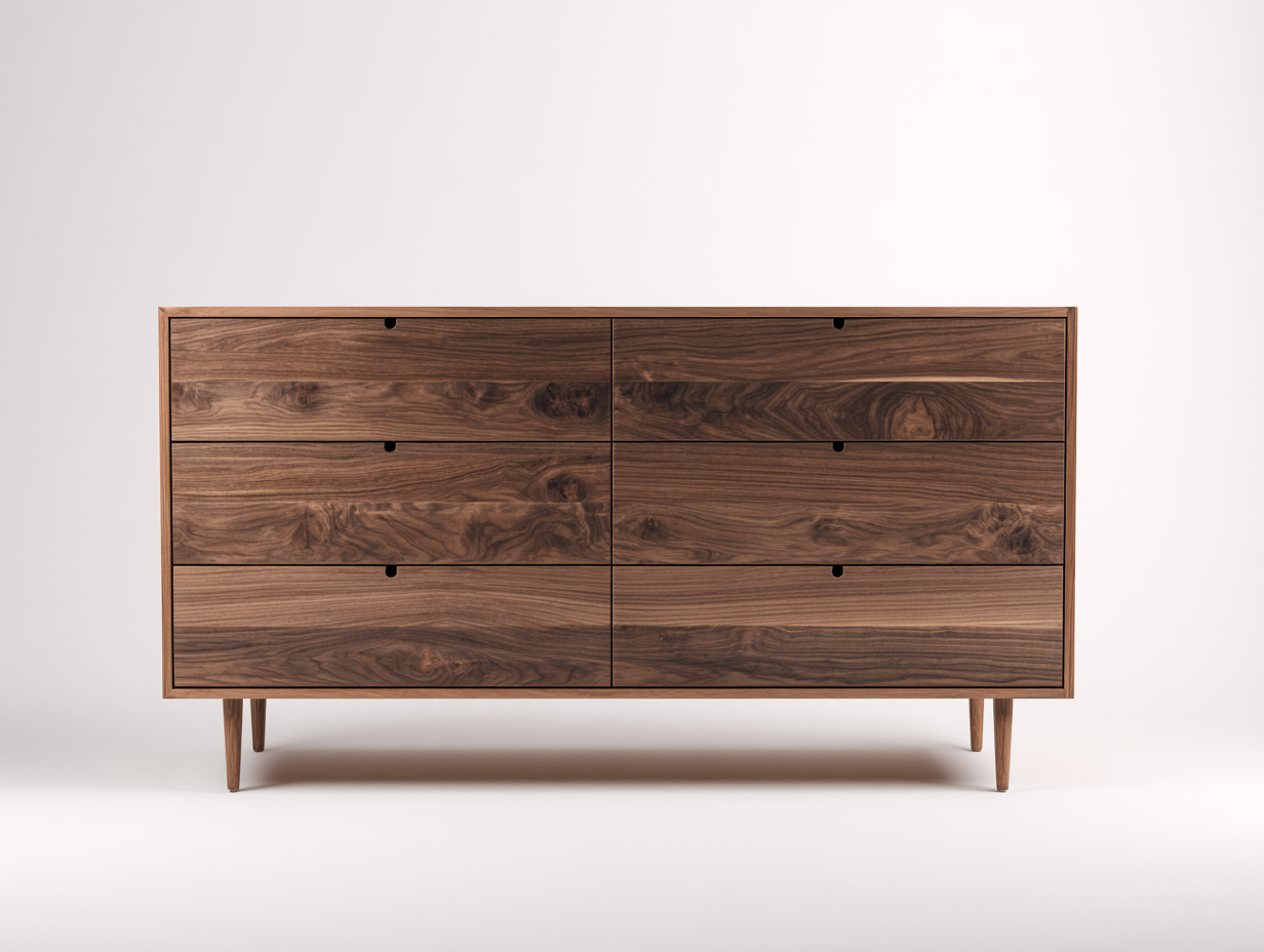 Kommode mit Schubladen Massivholz 150x45x80 cm - Walnussbraun - modernes Design-Jalenrastudio