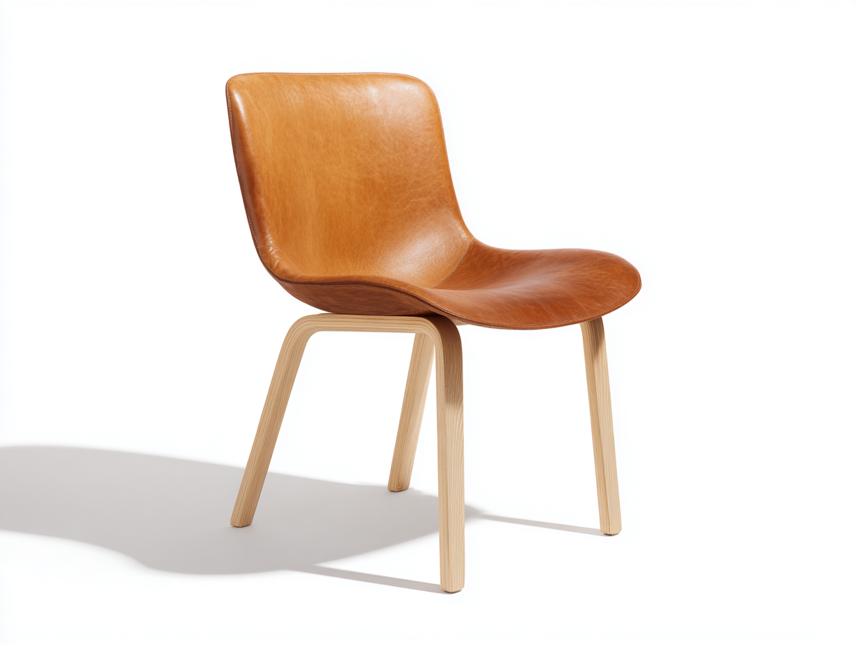 Esszimmerstühle Lederoptik Holzbeine 64x58x79 cm - Braun-Natur - für Esszimmer-Jalenrastudio