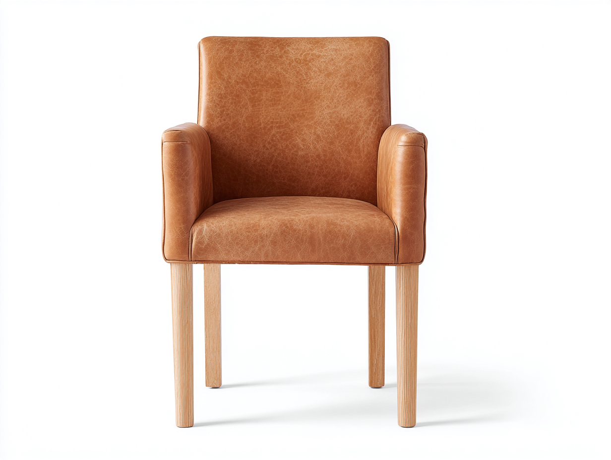 Esszimmerstühle Kunstleder gepolstert 58x60x92 cm - Braun-Natur - mit Armlehnen im modernen Design-Jalenrastudio