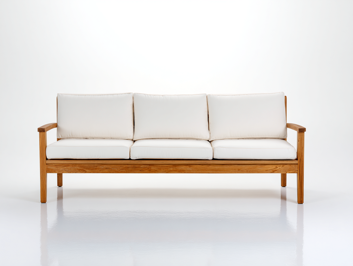 Gartensofa Holz 210x75x78 cm Natur-Cremeweiß Modernes Design-Jalenrastudio