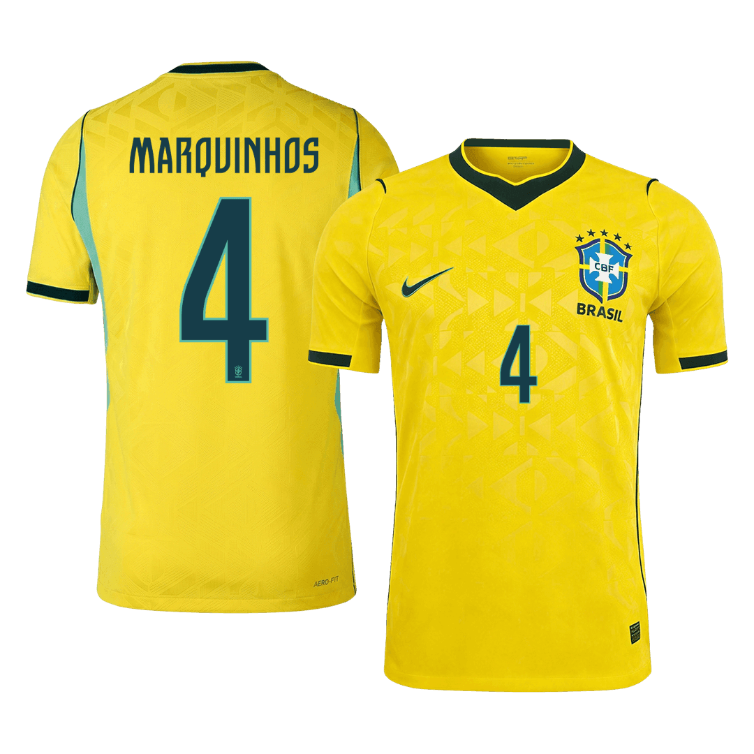 Anbefalt: Brasil Hjemmedrakt VM 2026 – MARQUINHOS #4 (Spillerversjon)