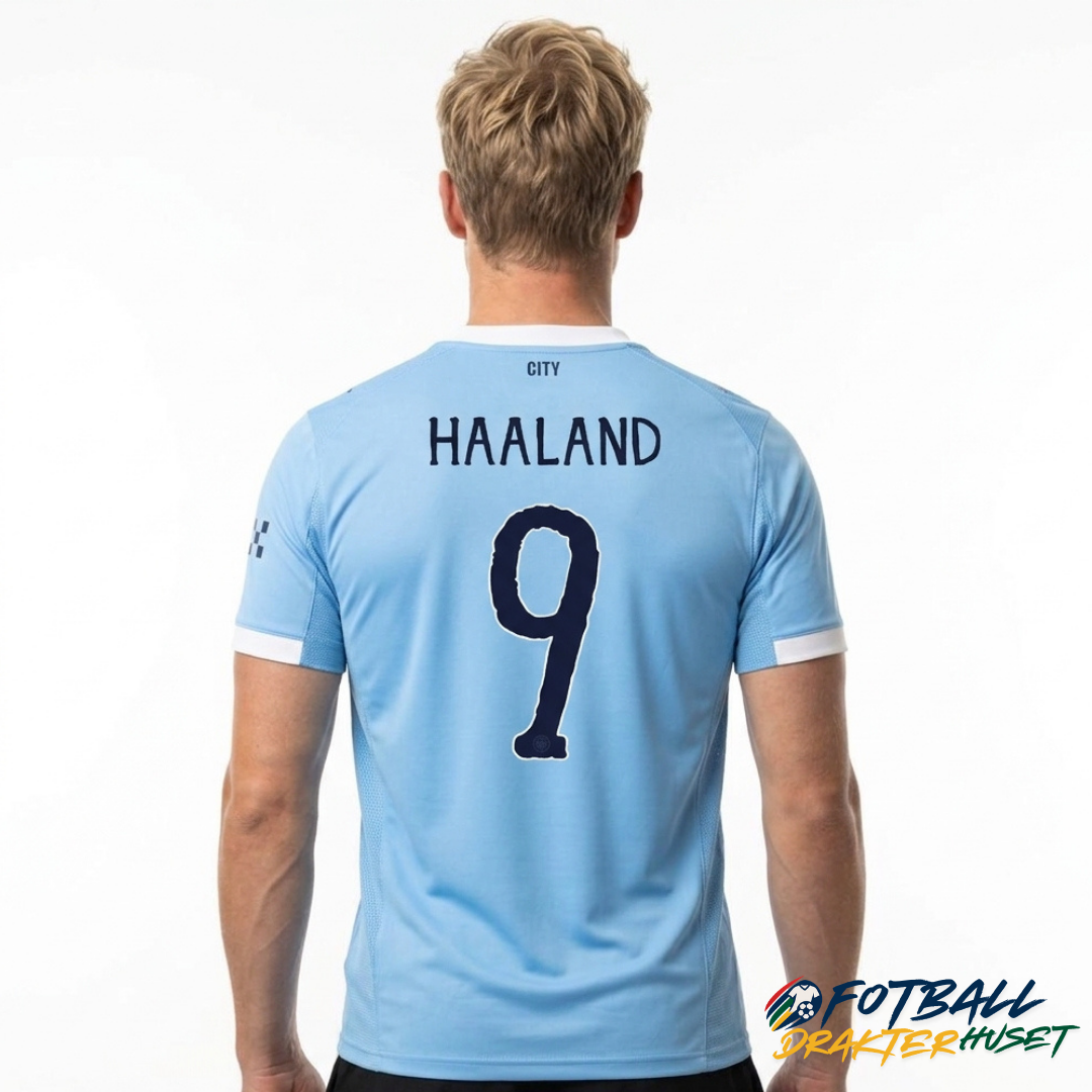 Manchester City Hjemmedrakt VM 2025/26 – HAALAND #9 (Spillerversjon) – Lyseblå, hvit og mørkeblå