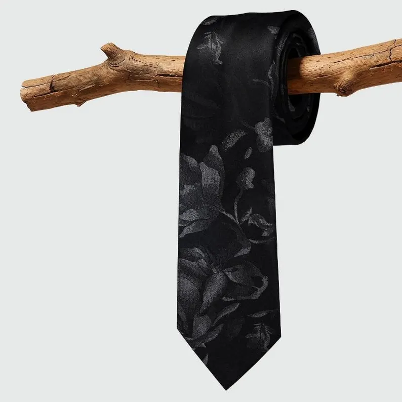 Tonal Floral Mulberry Silk Necktie – Elegant Woven Tie for Business, Weddings & Formal Wear