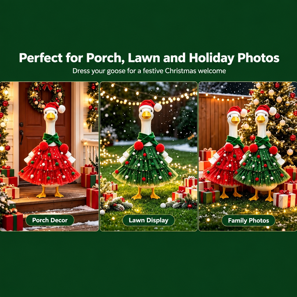 Christmas Porch Goose Outfit for 23 Inch Cement Lawn Goose Xmas Yard Decor