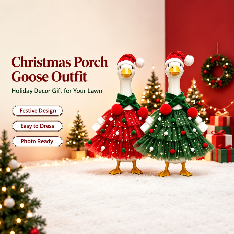 Christmas Porch Goose Outfit for 23 Inch Cement Lawn Goose Xmas Yard Decor