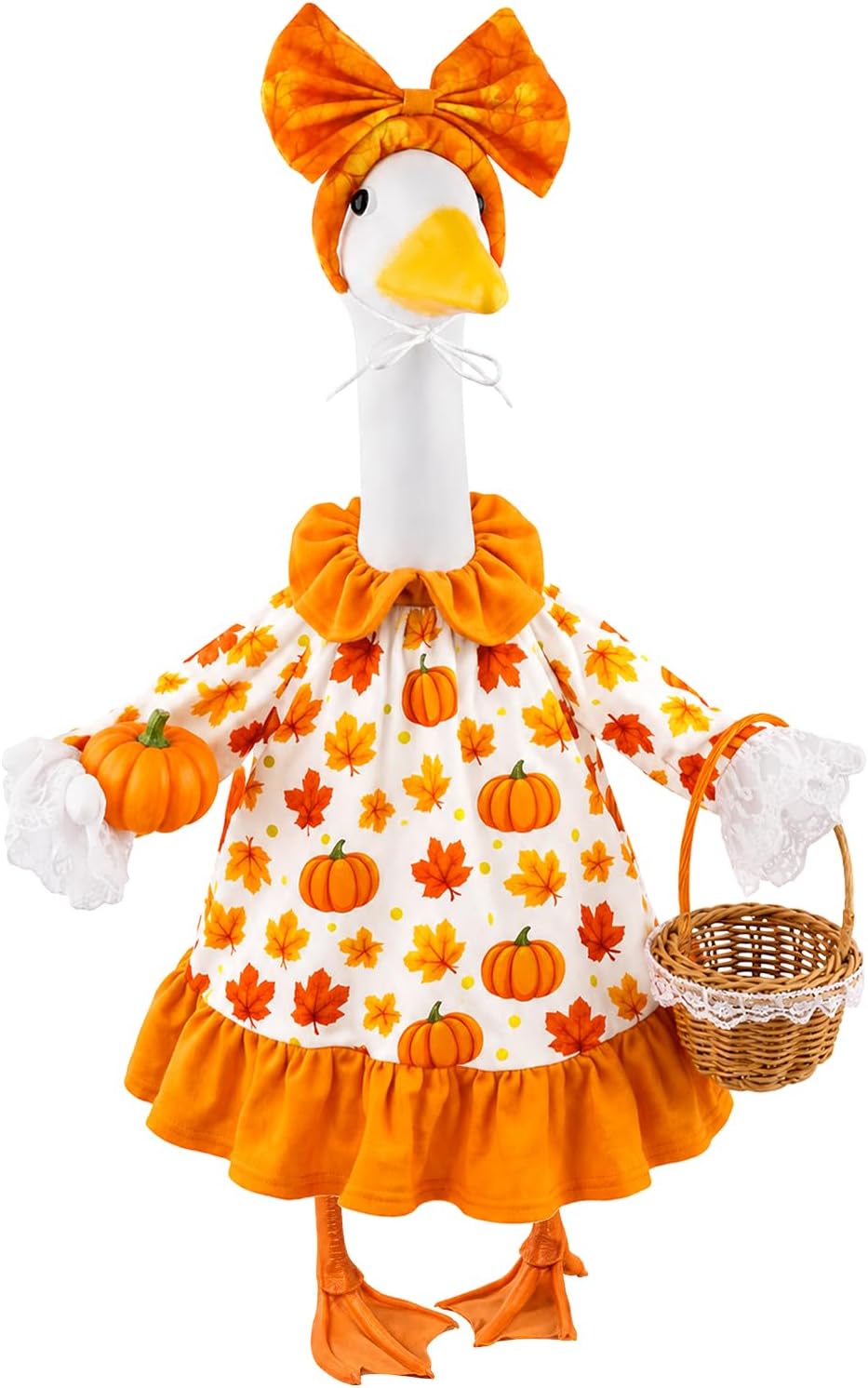 Fall Porch Goose Outfit Pumpkin Dress Goose Costume for Outdoor Lawn Decor