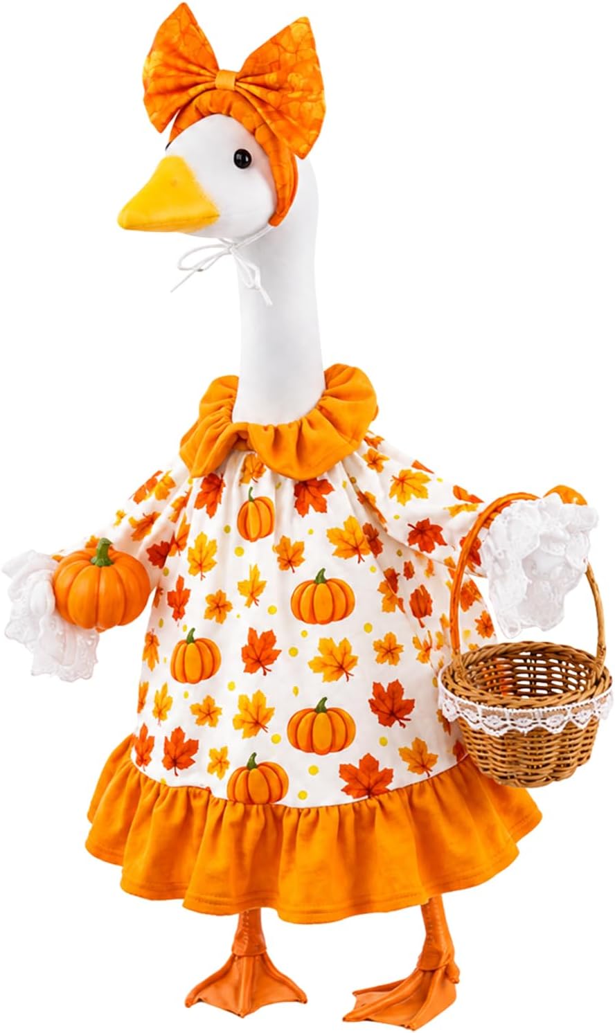 Fall Porch Goose Outfit Pumpkin Dress Goose Costume for Outdoor Lawn Decor