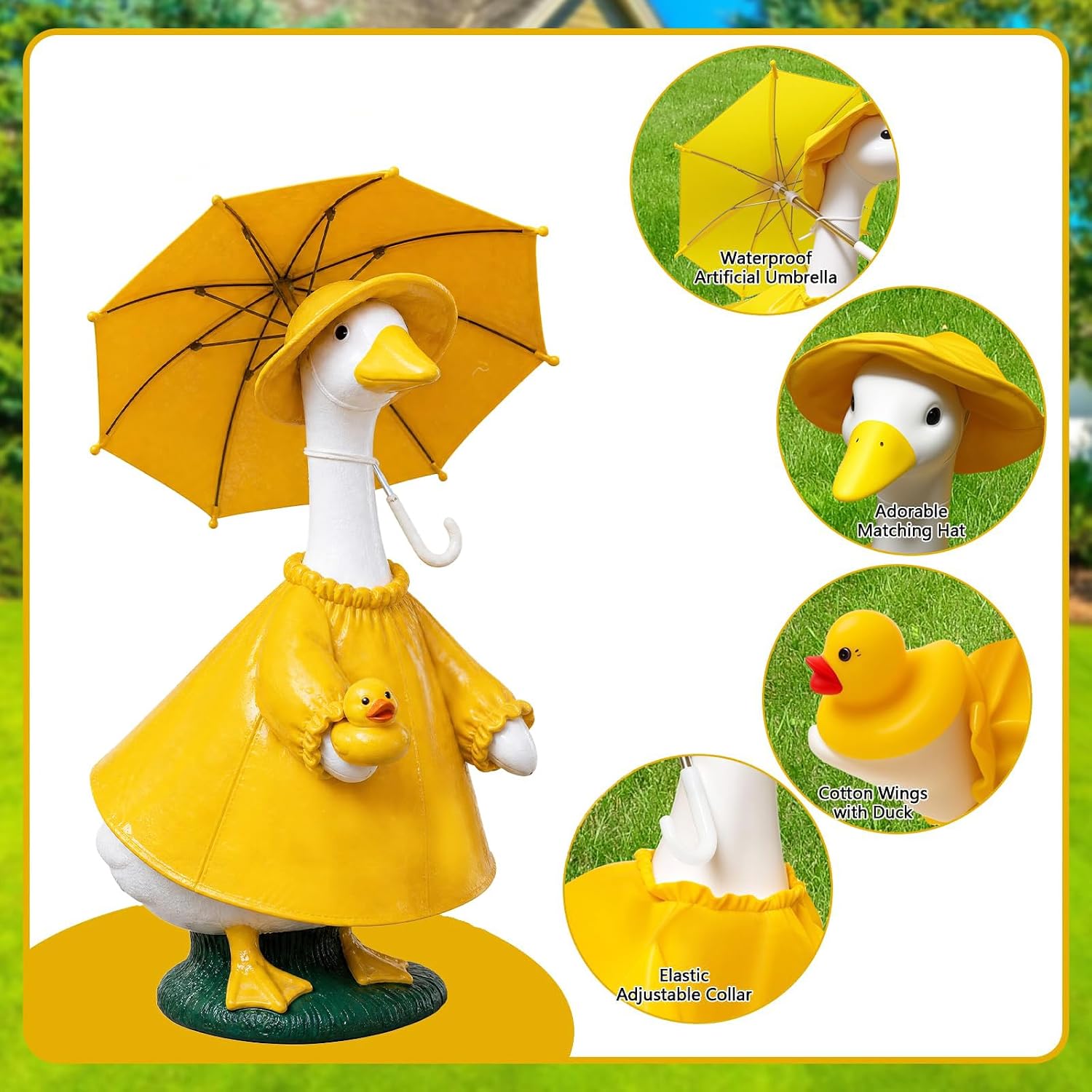 Porch Goose Raincoat Outfit for 23 Inch Goose Statue, Garden Decor Clothing