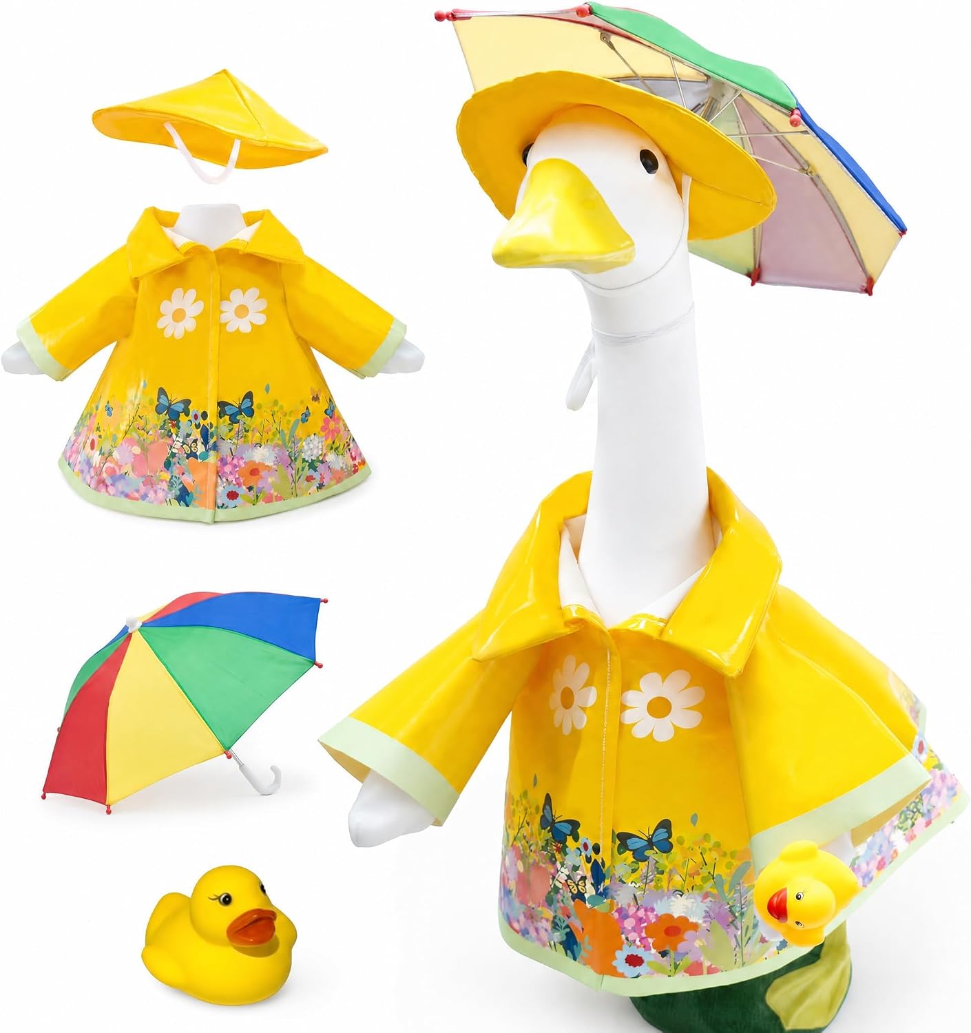 Porch Goose Raincoat Outfit for 23 Inch Goose Statue, Garden Decor Clothing