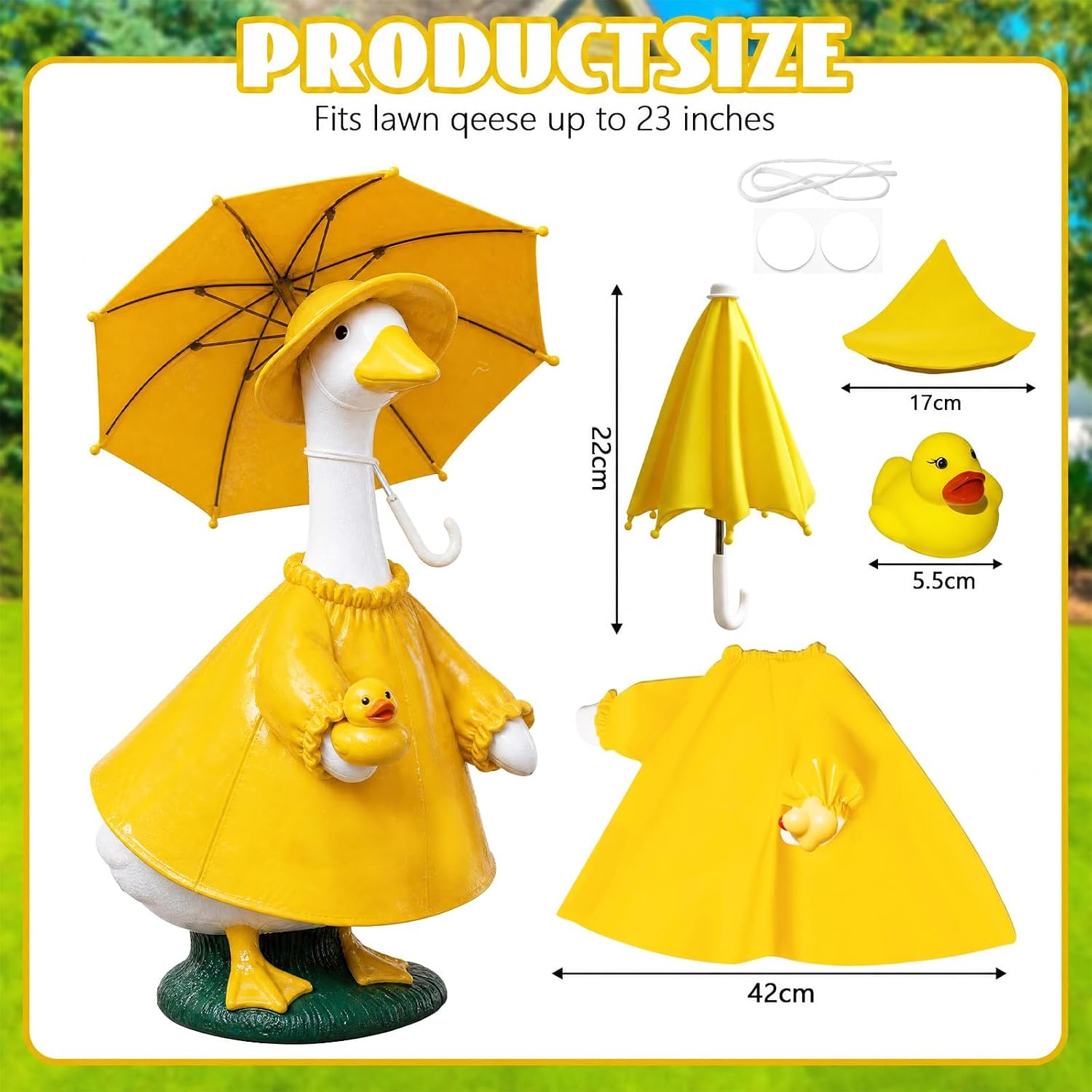 Porch Goose Raincoat Outfit for 23 Inch Goose Statue, Garden Decor Clothing