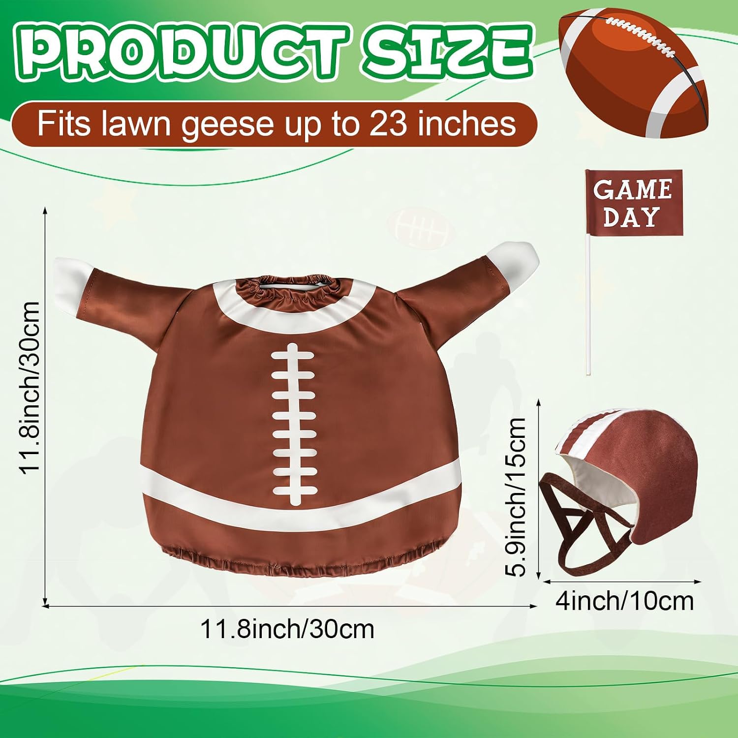 Football Porch Goose Outfit Game Day Clothes for 23'' Lawn Goose