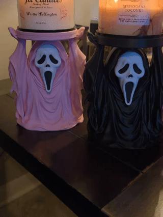 Horror inspired ghost mask candle holder