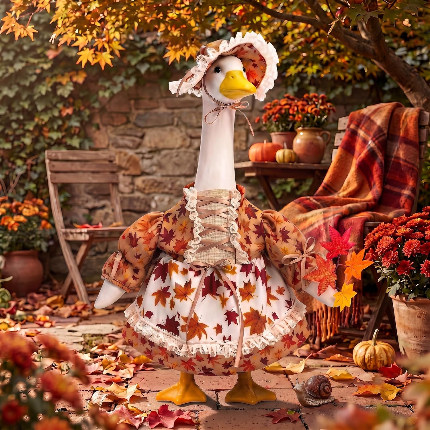 Fall Porch Goose Outfits Fits 23" Garden Yard Patio Goose Statue