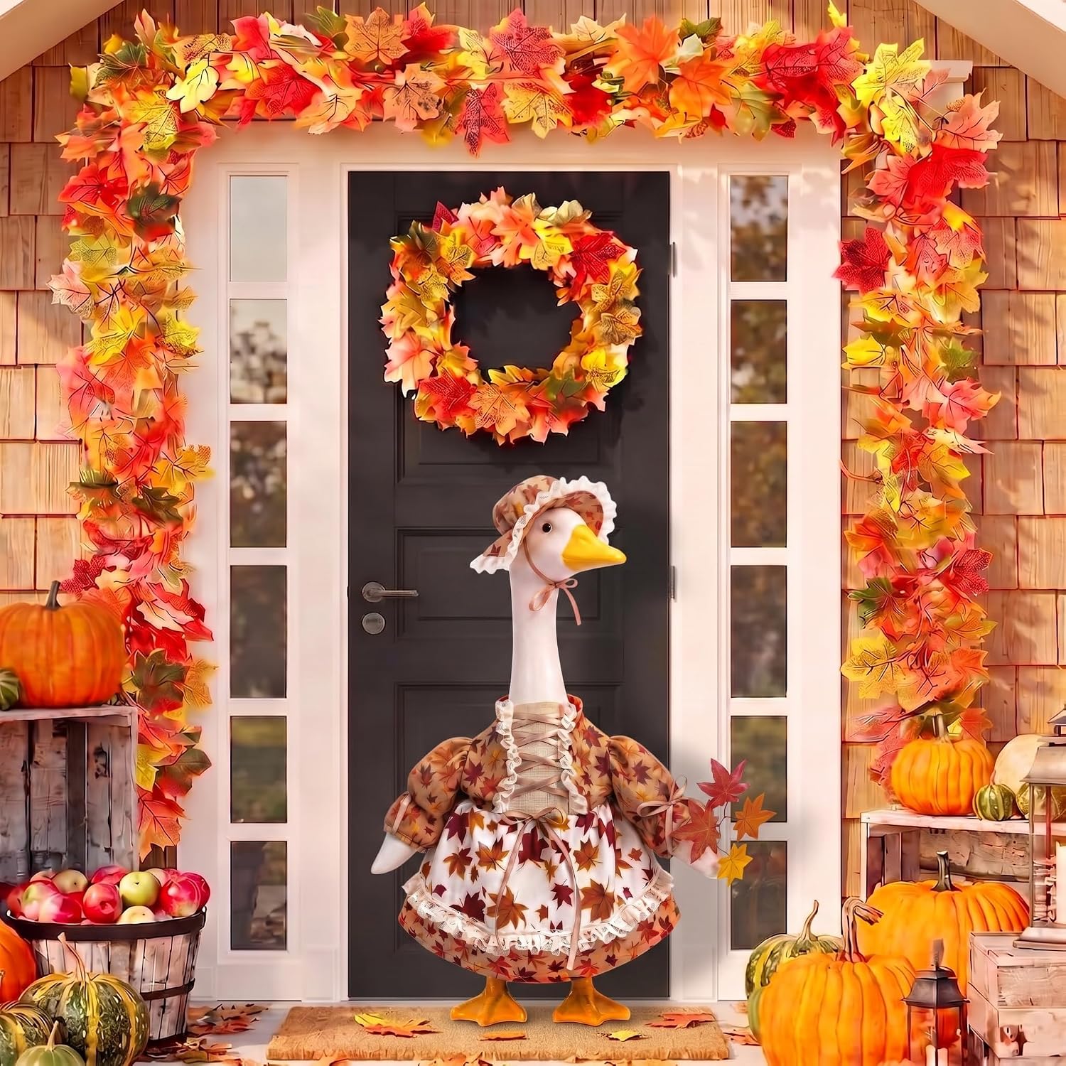 Fall Porch Goose Outfits Fits 23" Garden Yard Patio Goose Statue