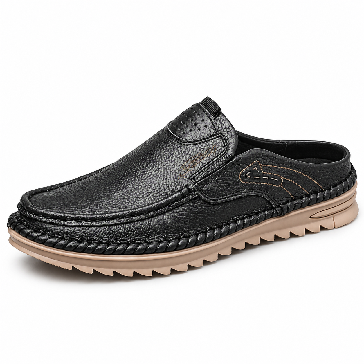 Cedar — Men's Perforated Moc-Toe Comfort Mules