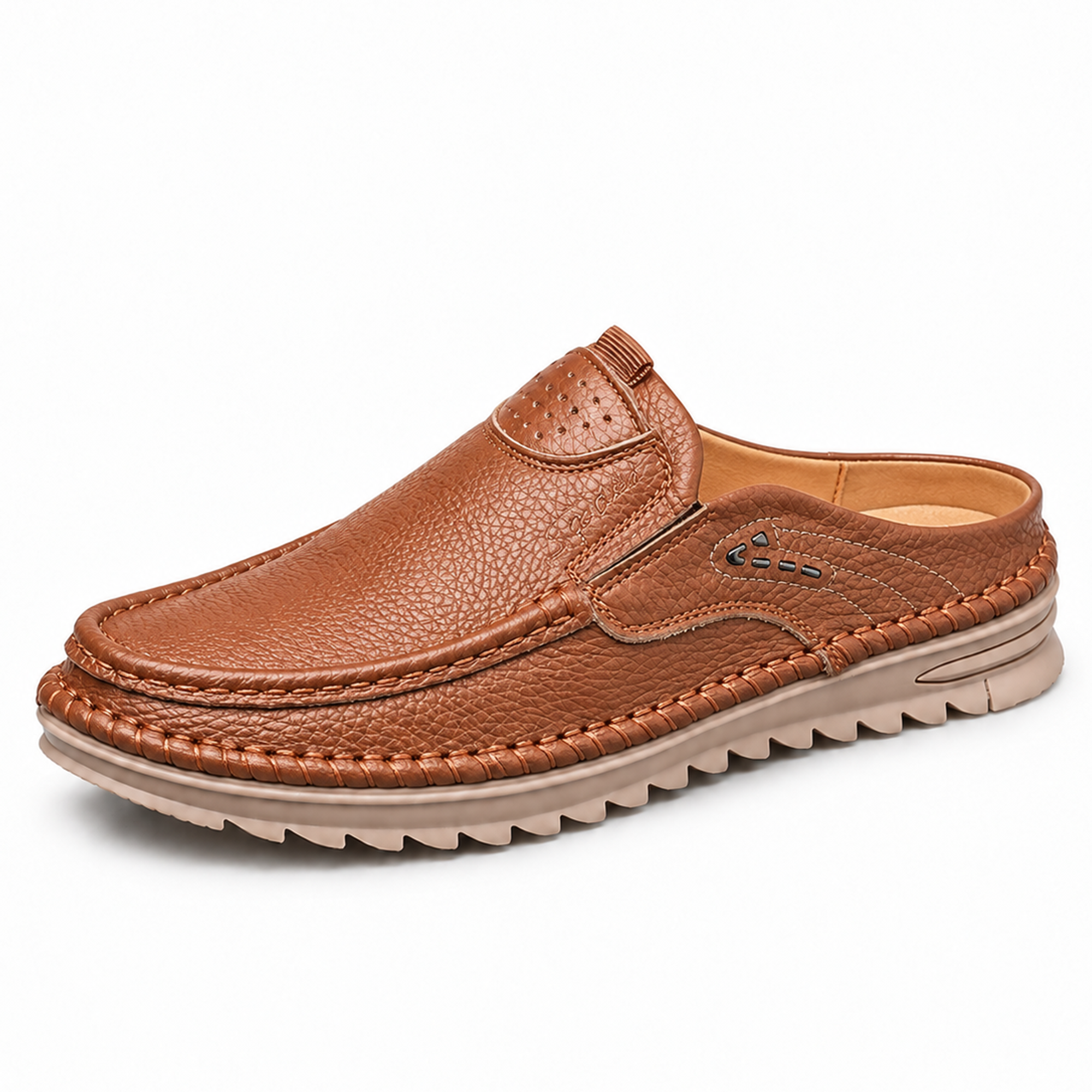 Cedar — Men's Perforated Moc-Toe Comfort Mules