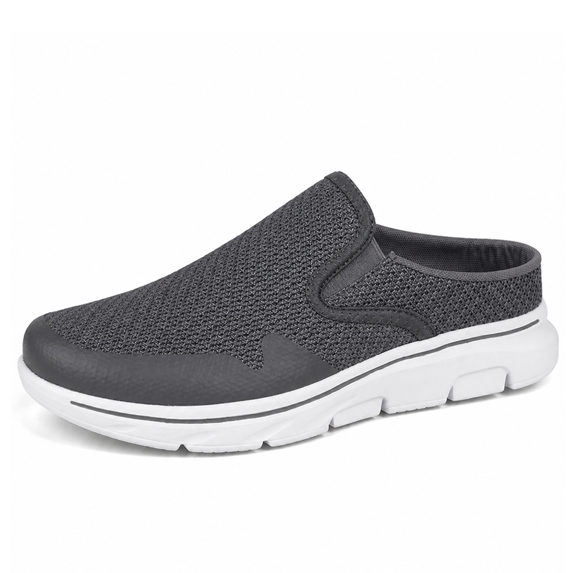 Slate — Men's Low-Profile Knit Backless Slip-On Sneakers