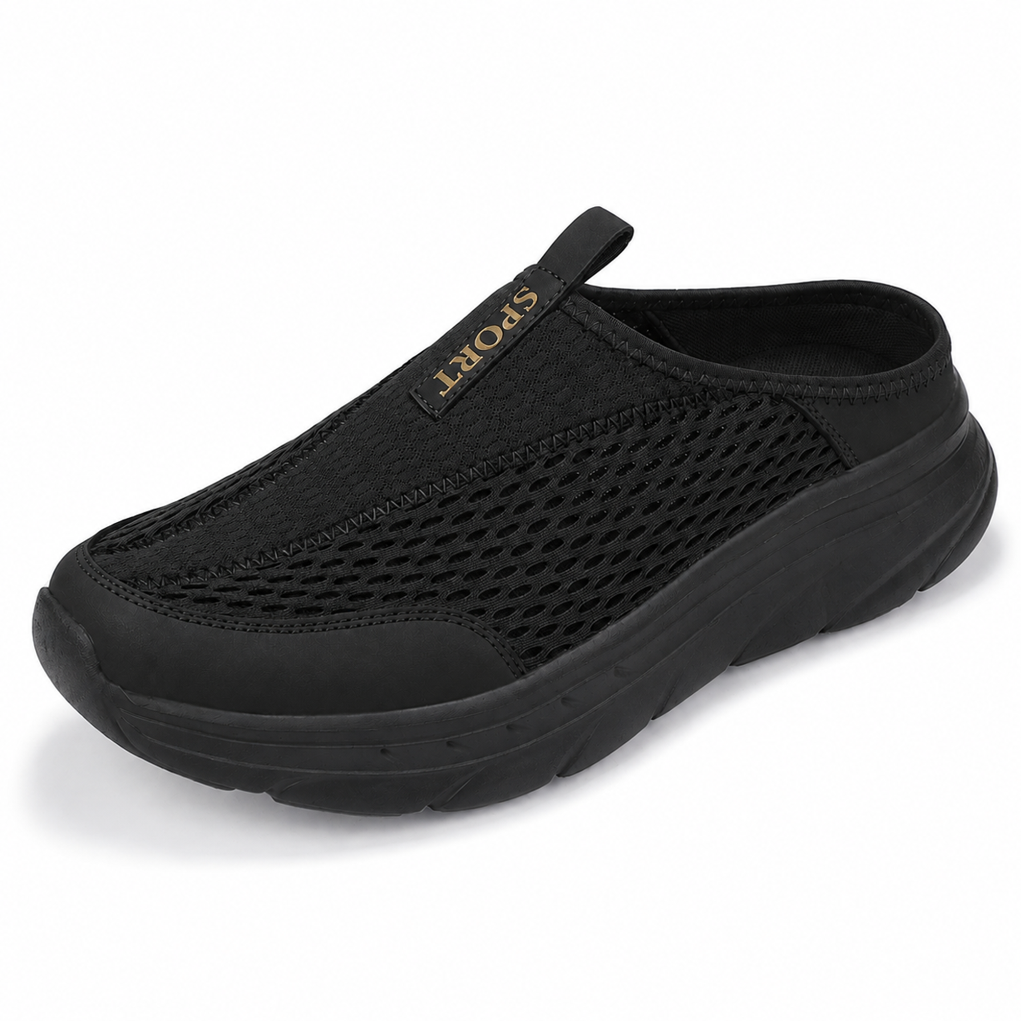 Quartz — Men's Ventilated-Mesh Backless Slip-On Sneakers