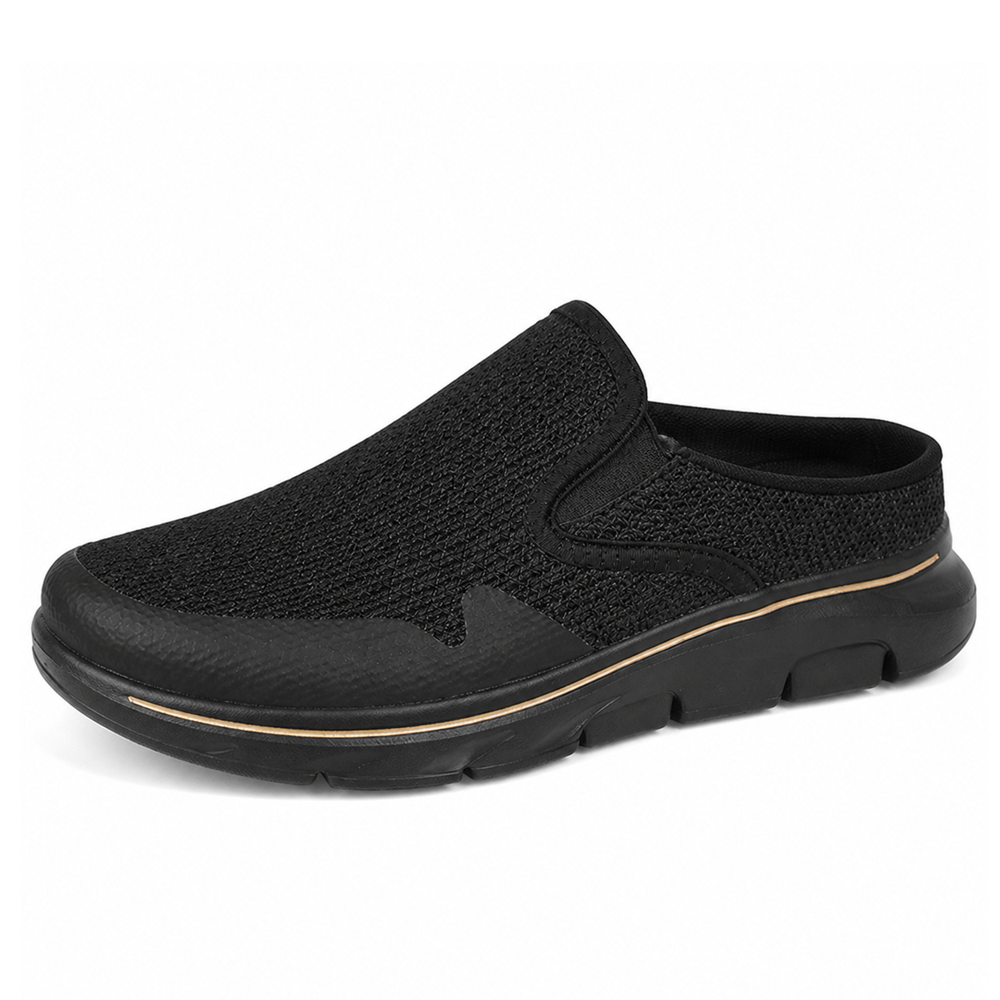 Slate — Men's Low-Profile Knit Backless Slip-On Sneakers