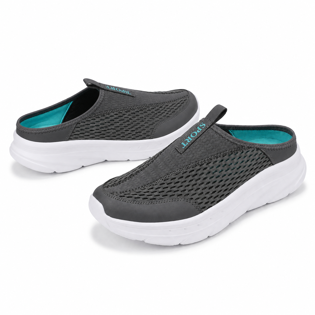 Quartz — Men's Ventilated-Mesh Backless Slip-On Sneakers