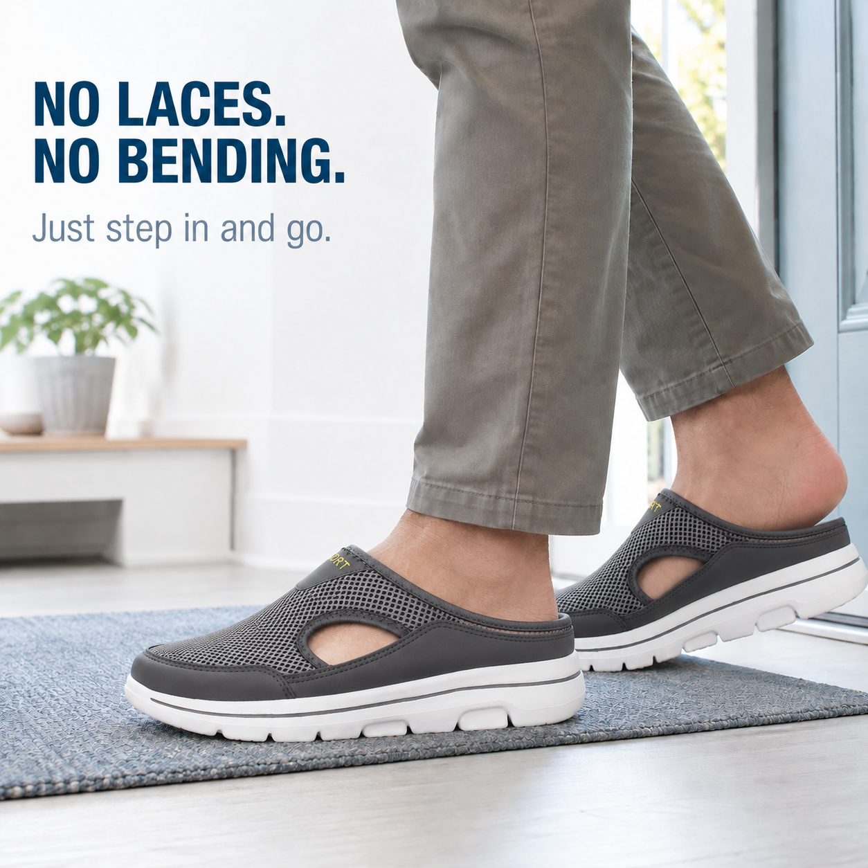 Breeze — Men's Ventilated Mesh Backless Slip-On Sneakers