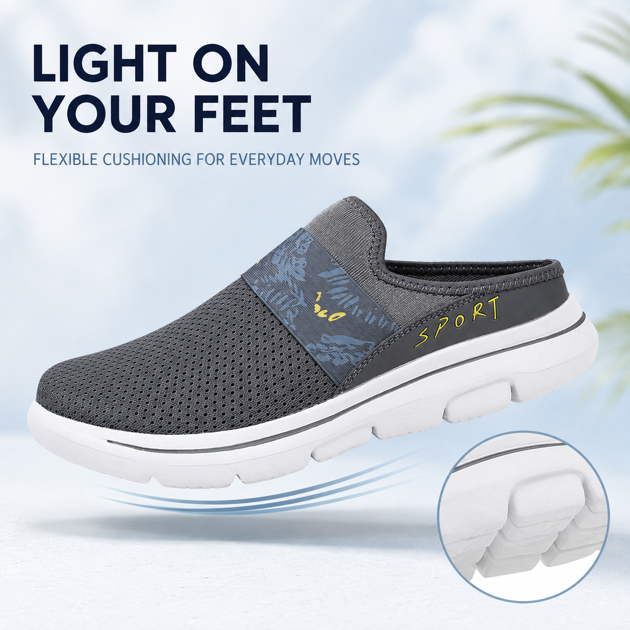 Aero — Men's Sport-Mesh Ventilated Backless Slip-On Sneakers