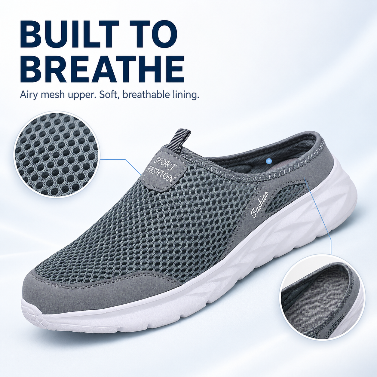 Flow — Men's Perforated-Mesh Backless Slip-On Sneakers