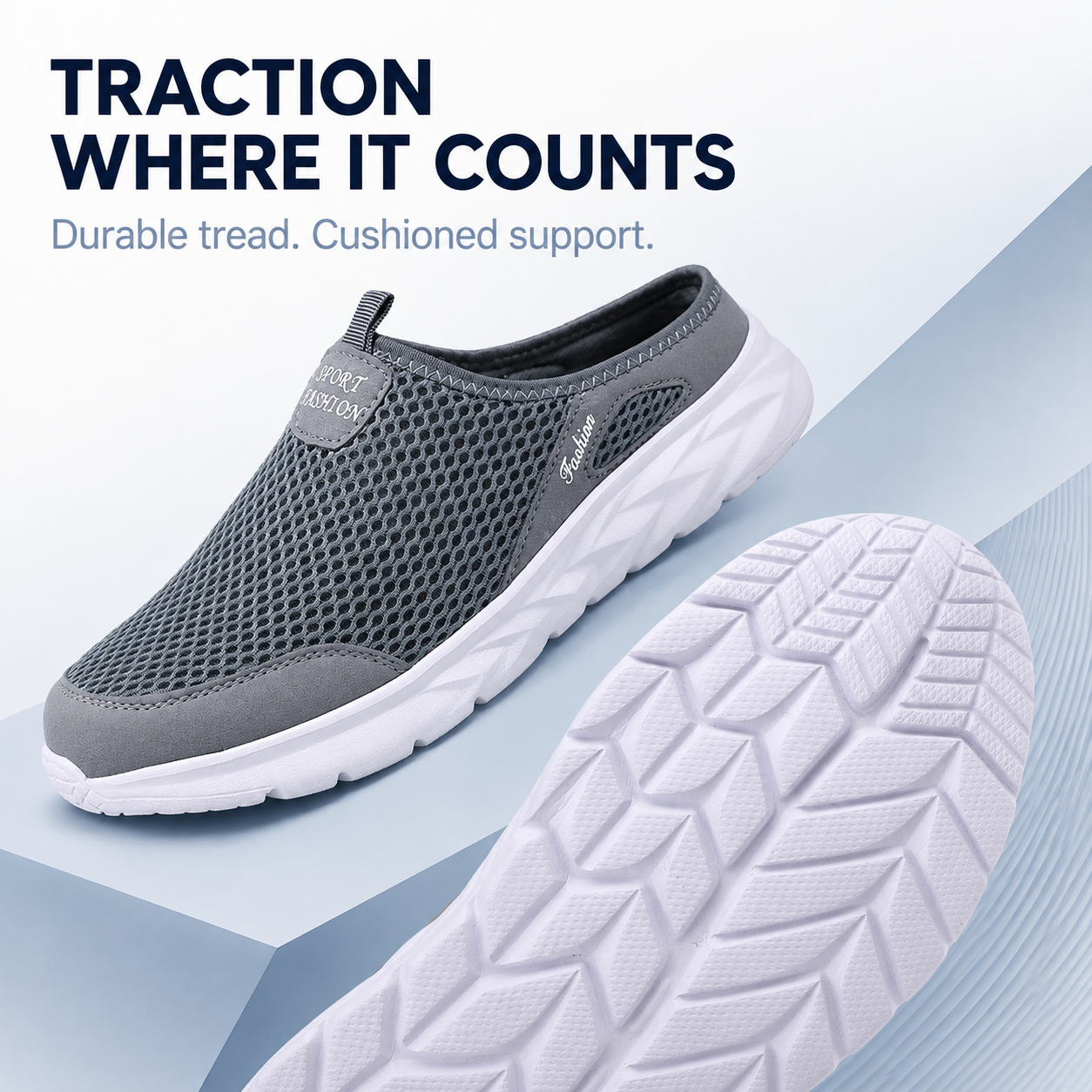 Flow — Men's Perforated-Mesh Backless Slip-On Sneakers