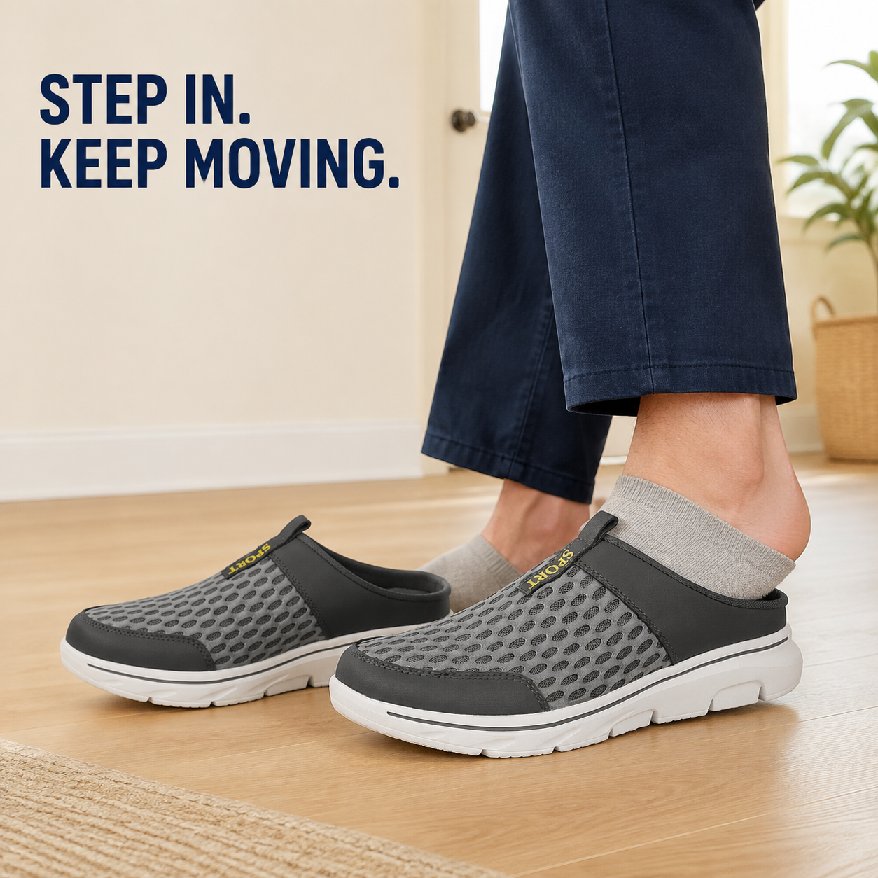 Venture — Men's Ventilated Sport Backless Slip-On Sneakers