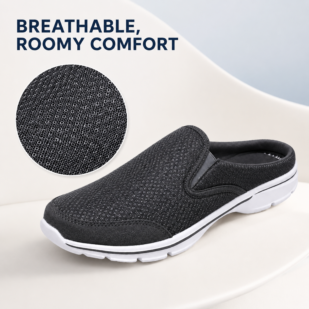 Ease — Men's Everyday Mesh Backless Slip-On Sneakers