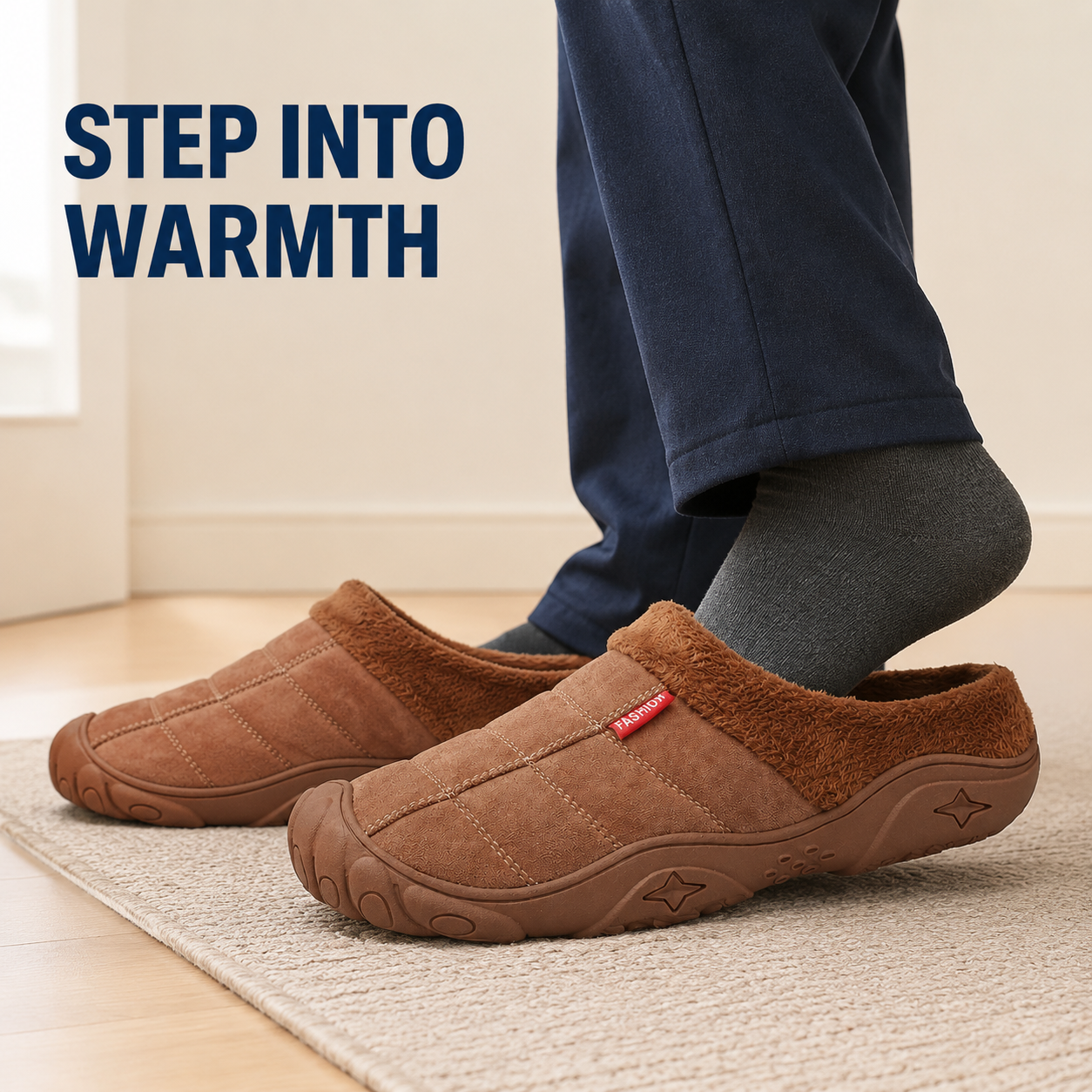 Ridge — Men's Rugged-Toe Backless Slip-On Shoes