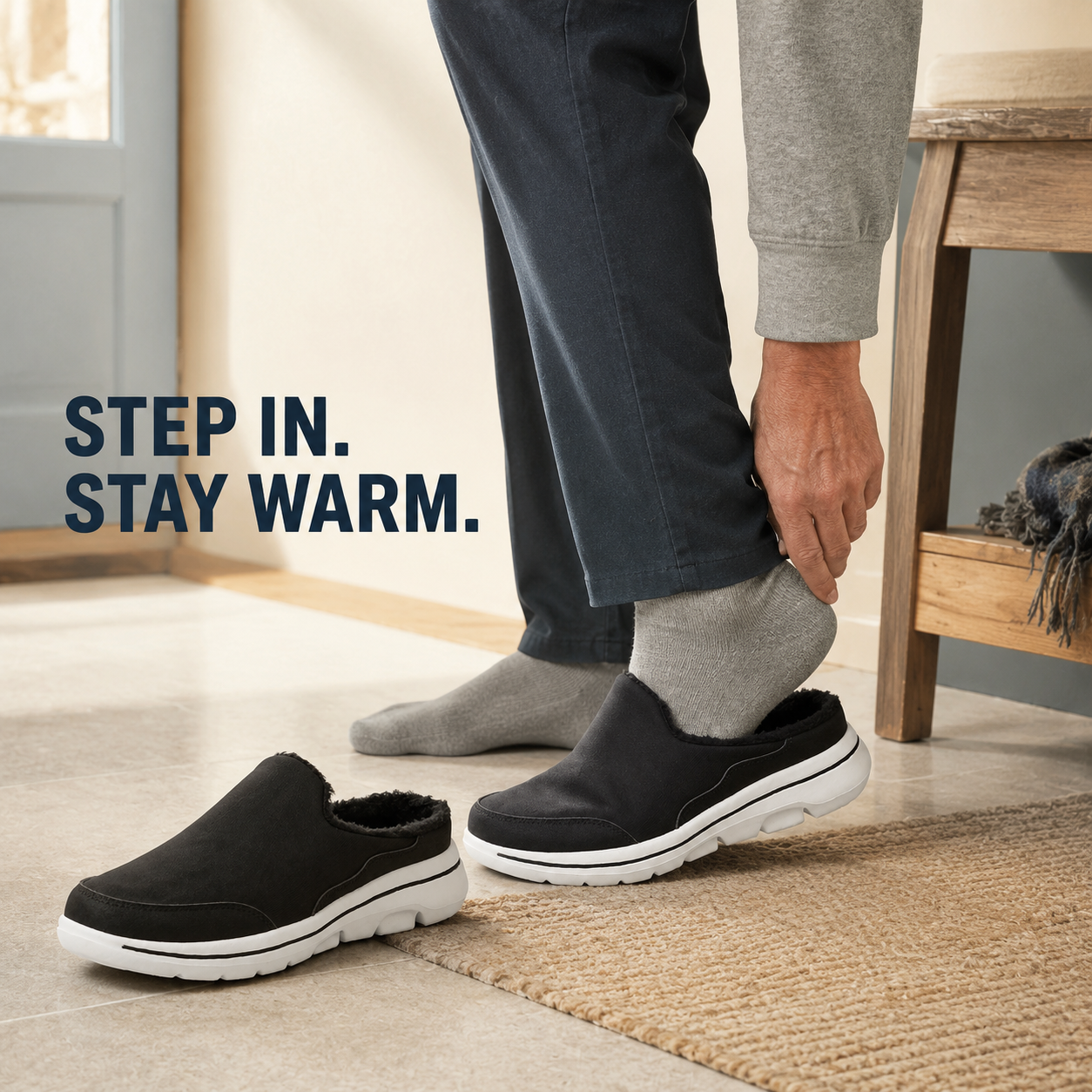 Frost — Men's Fleece-Lined Backless Slip-On Sneakers