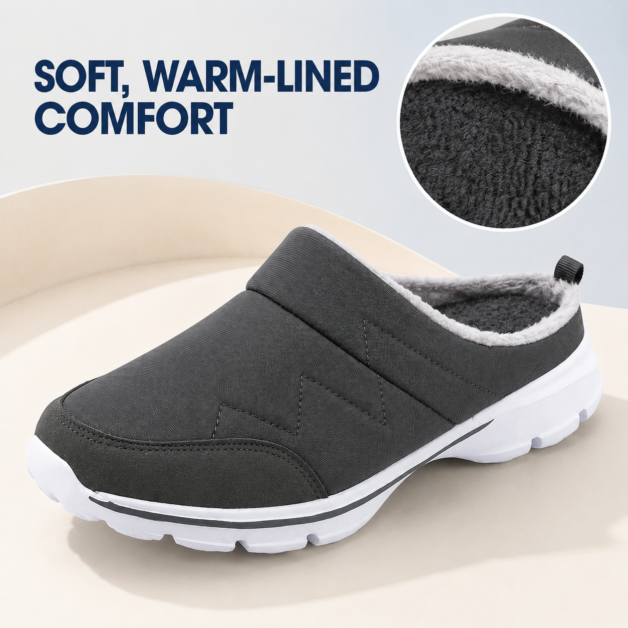North — Men's Quilted Warm Backless Slip-On Shoes