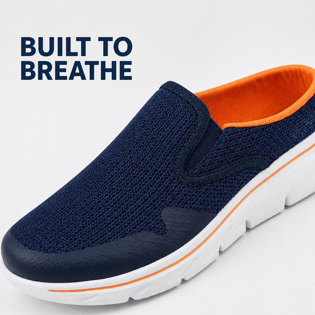Slate — Men's Low-Profile Knit Backless Slip-On Sneakers