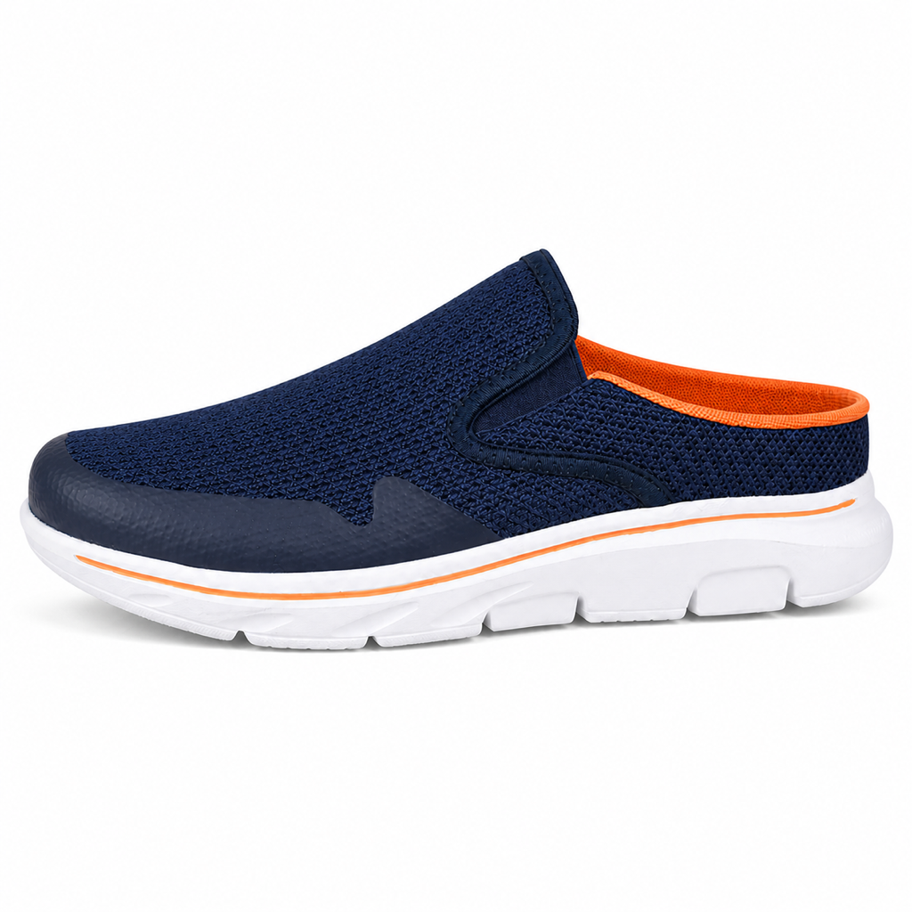 Slate — Men's Low-Profile Knit Backless Slip-On Sneakers