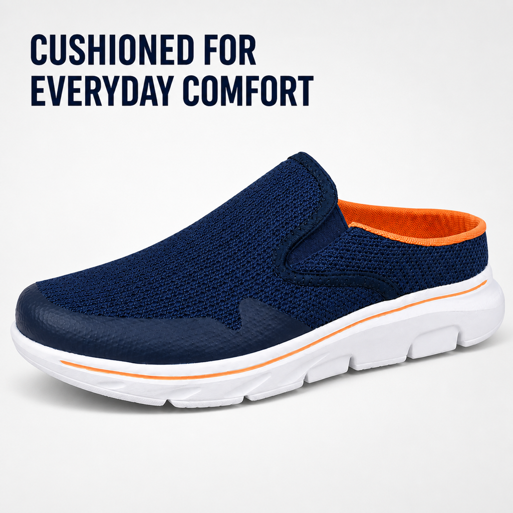 Slate — Men's Low-Profile Knit Backless Slip-On Sneakers