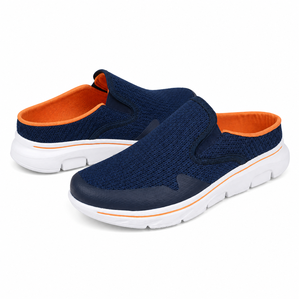 Slate — Men's Low-Profile Knit Backless Slip-On Sneakers
