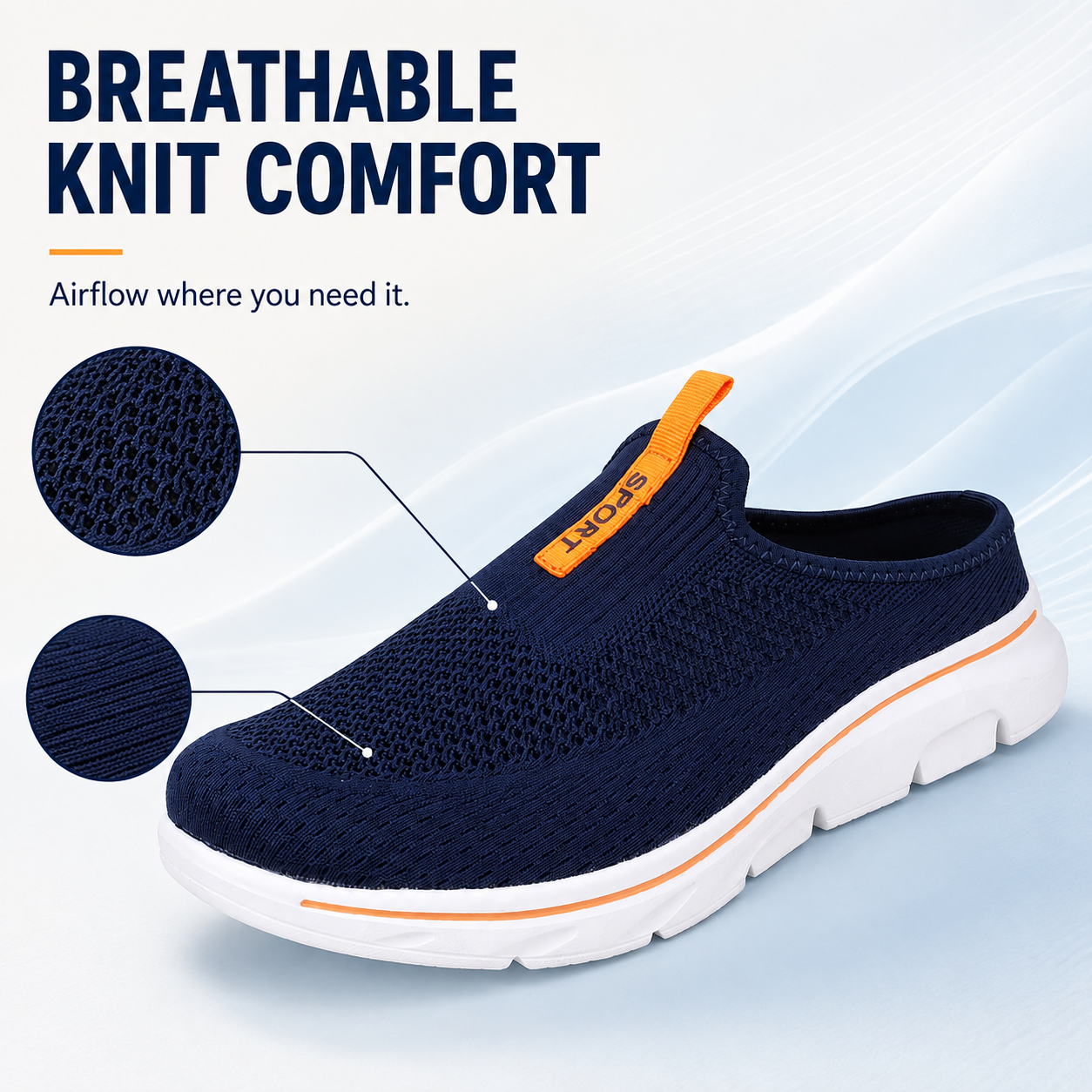 Swift — Men's Textured-Knit Backless Slip-On Sneakers