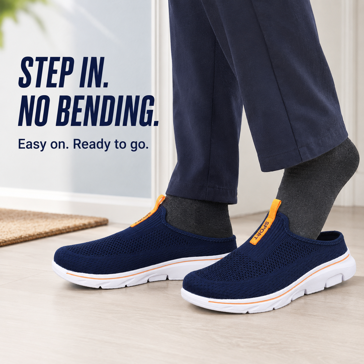 Swift — Men's Textured-Knit Backless Slip-On Sneakers