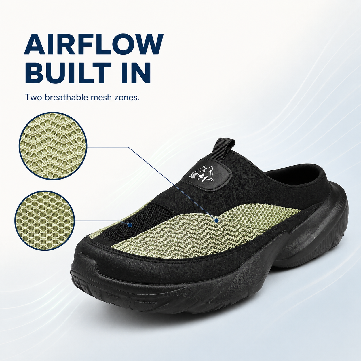 Atlas — Men's Structured-Mesh Backless Slip-On Shoes