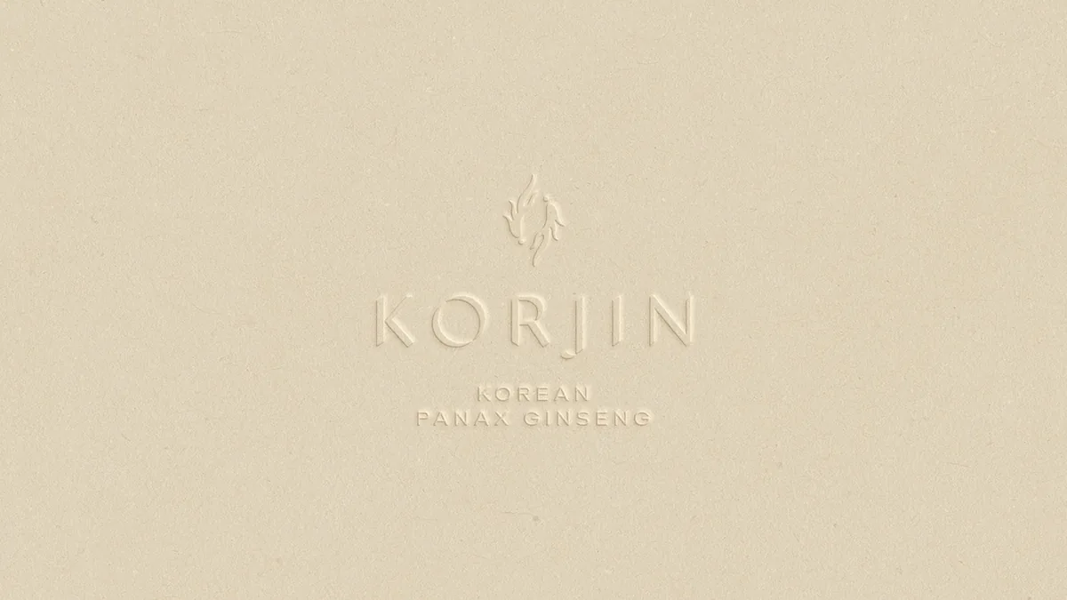 The Korjin wordmark embossed on hanji paper