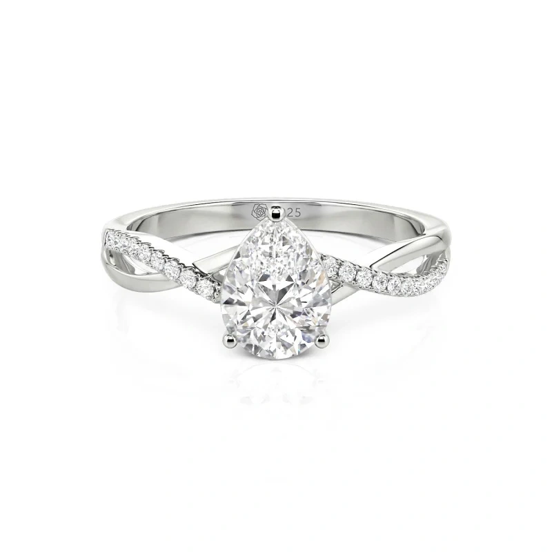 Helirose Custom Minimalist Twist Pear Cut Engagement Ring