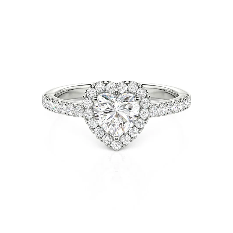 Helirose Halo Heart Cut Sterling Silver Ring